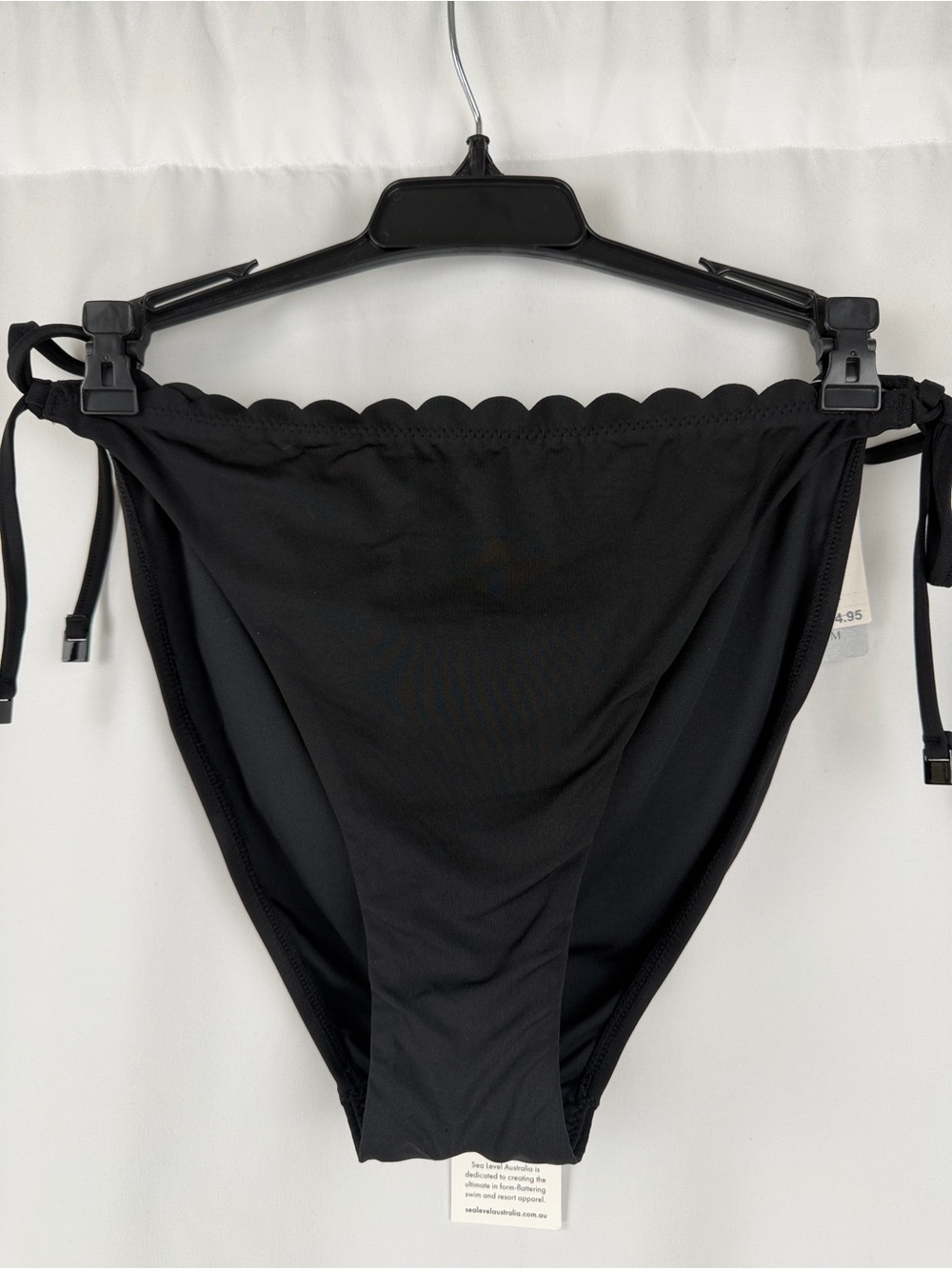 Sea Level Australia Scallop-Edge Black Tie-Side Bikini Bottoms